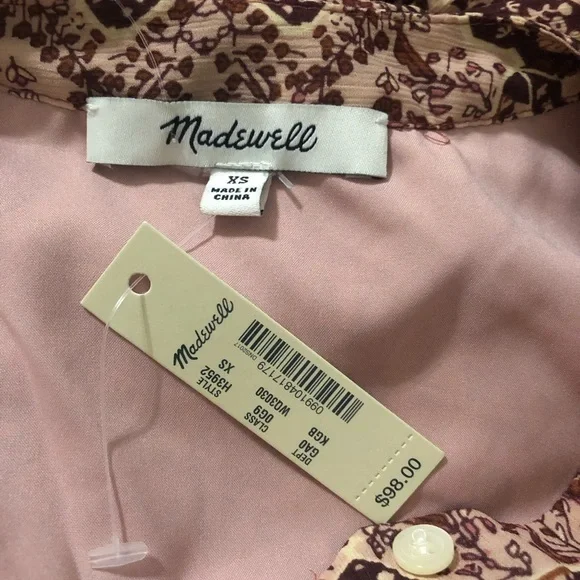 NWT MADEWELL Drawstring Top in Kaleidoscope Print Size XS - Picture 7 of 10